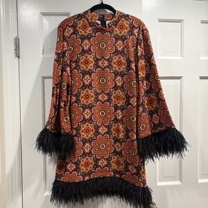 Cara Cara Feather Trim Dress